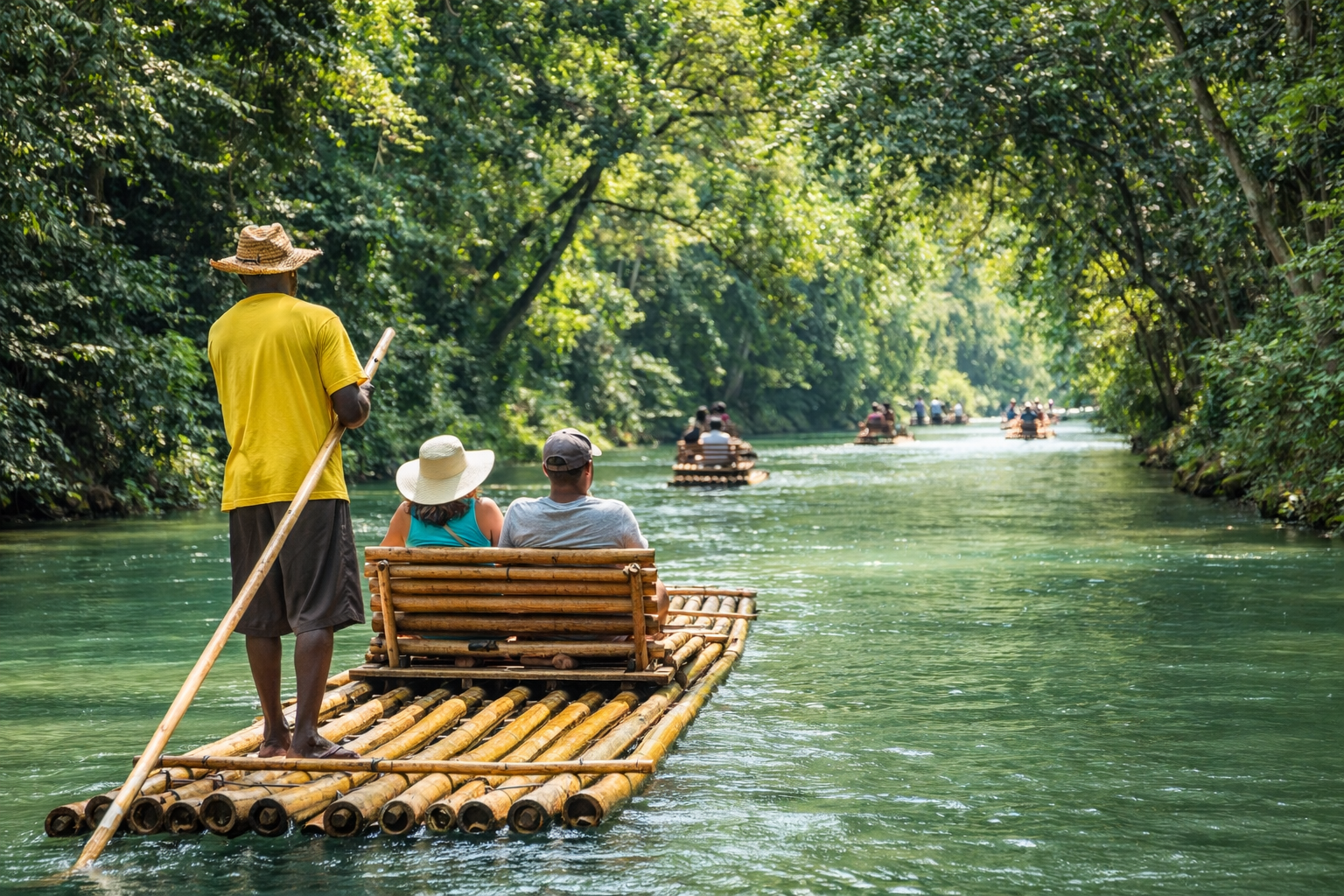 Bamboo rafting on the Martha Brae River in Jamaica near Falmouth cruise port